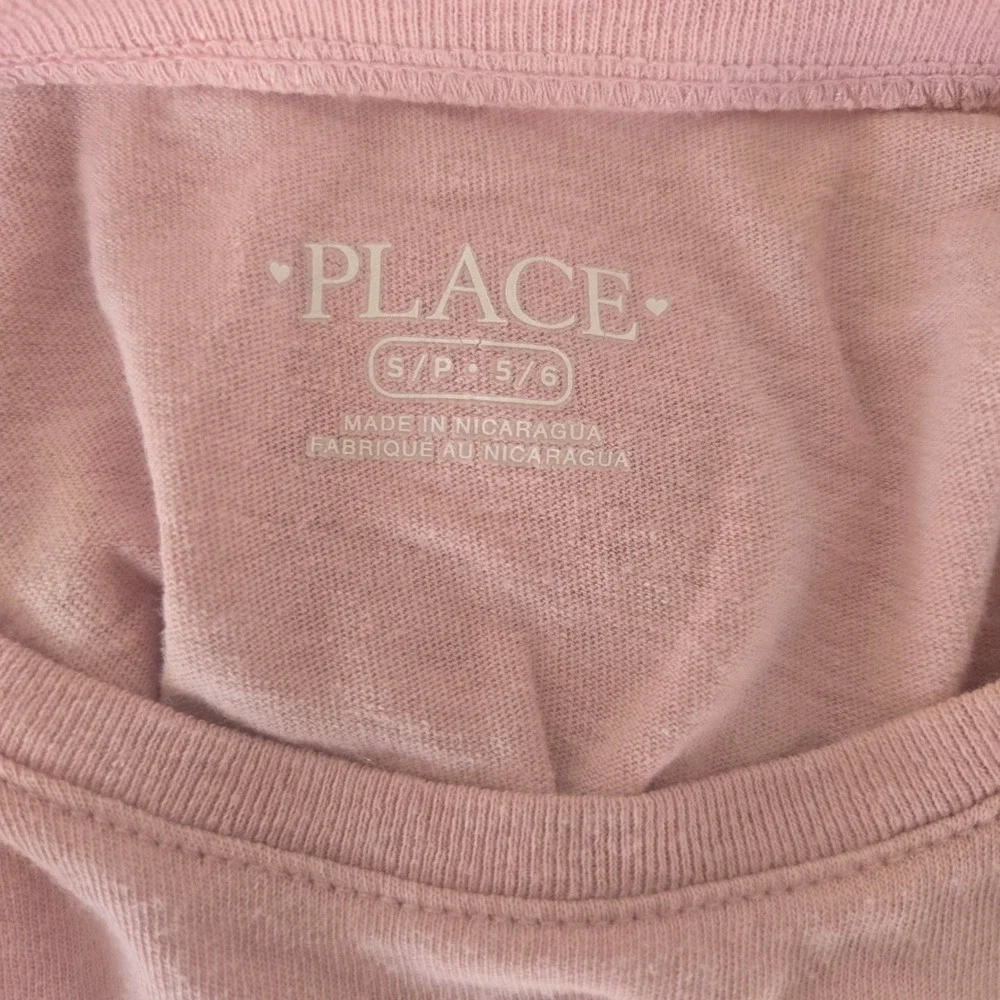 The Childrens Place Girls Pink Hot Cocoa Vibes‎ Glitter Long Sleeve Tee Size 5/6